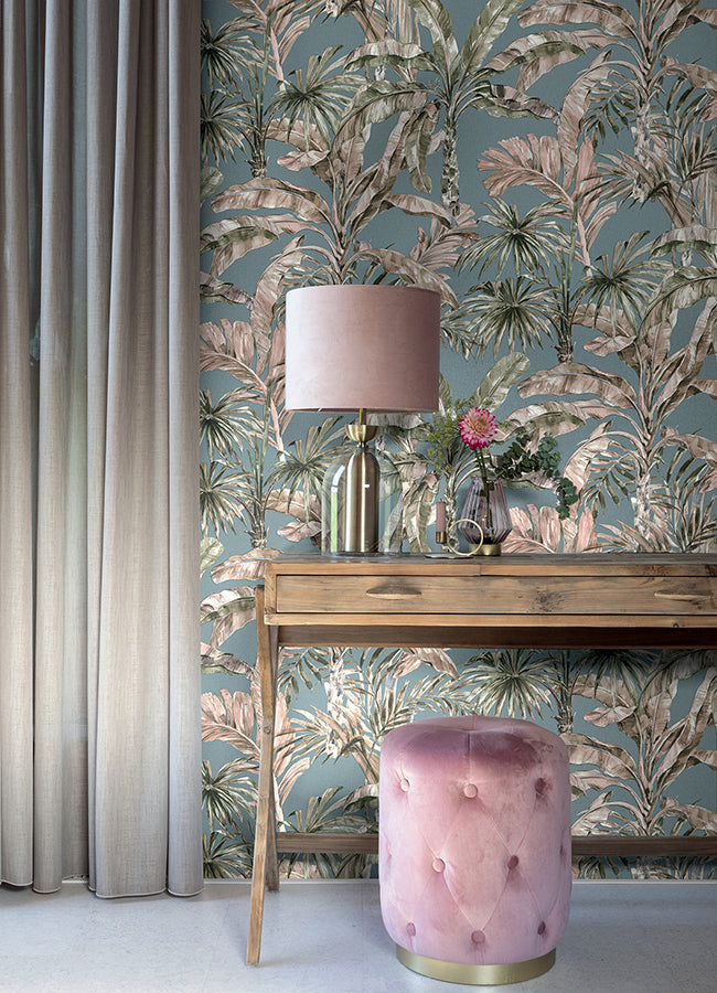 Calle Light Blue Tropical Wallpaper  | Brewster Wallcovering - The WorkRm