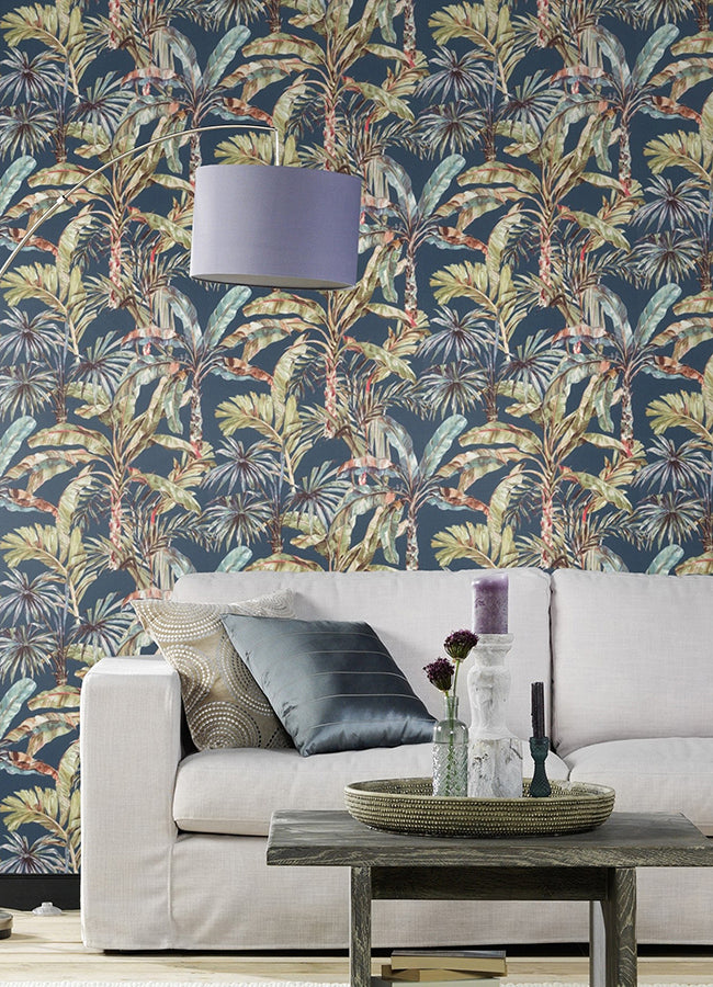 Calle Blue Tropical Wallpaper  | Brewster Wallcovering - The WorkRm