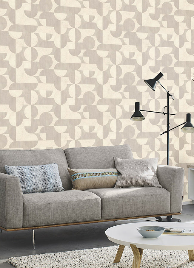 Barcelo Light Grey Circles Wallpaper - Brewster Wallcovering