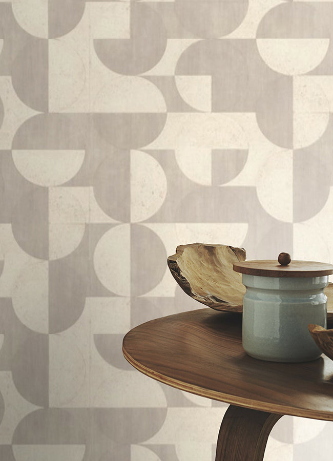 Barcelo Beige Circles Wallpaper  | Brewster Wallcovering - The WorkRm