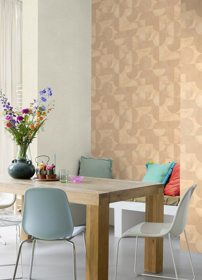 Barcelo Light Brown Circles Wallpaper  | Brewster Wallcovering - The WorkRm