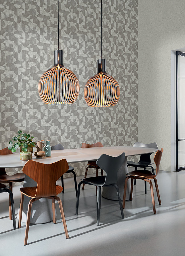 Barcelo Grey Circles Wallpaper - Brewster Wallcovering