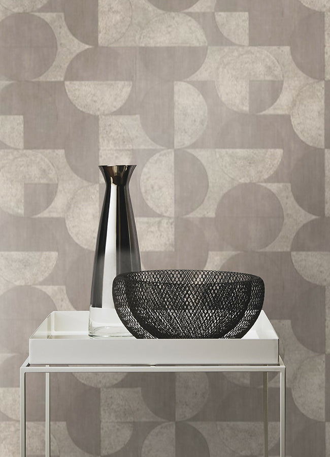 Barcelo Grey Circles Wallpaper - Brewster Wallcovering