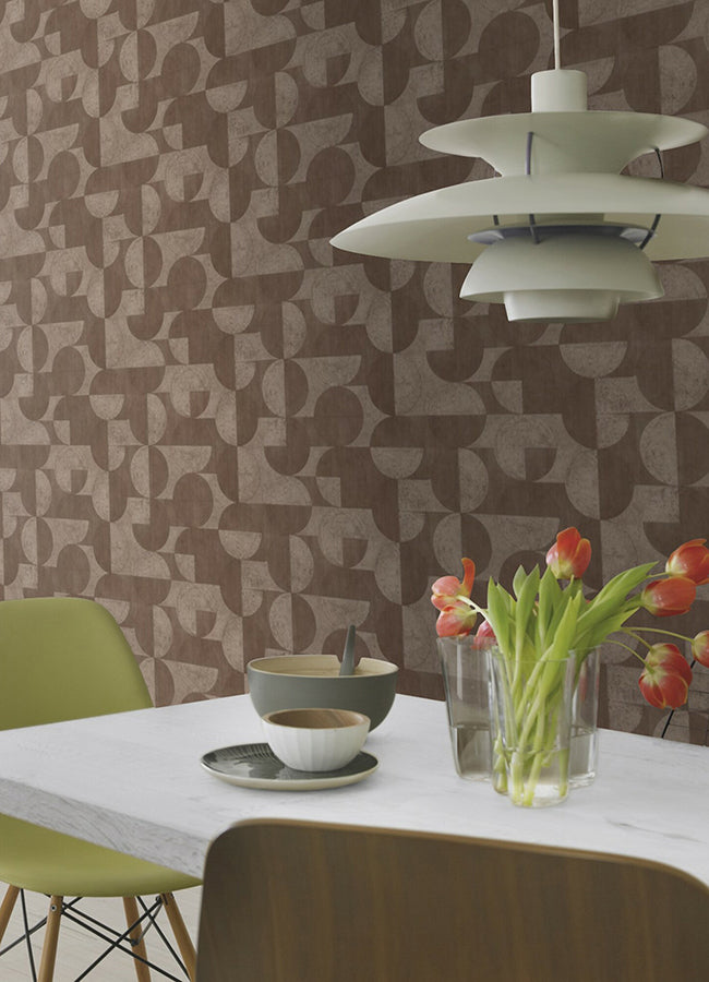 Barcelo Brown Circles Wallpaper - Brewster Wallcovering