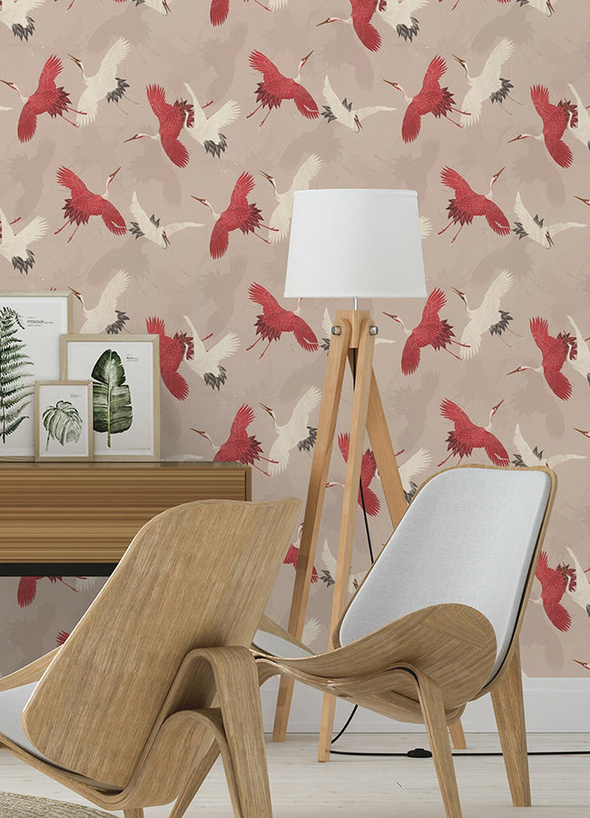 Kusama Neutral Crane Wallpaper  | Brewster Wallcovering - The WorkRm