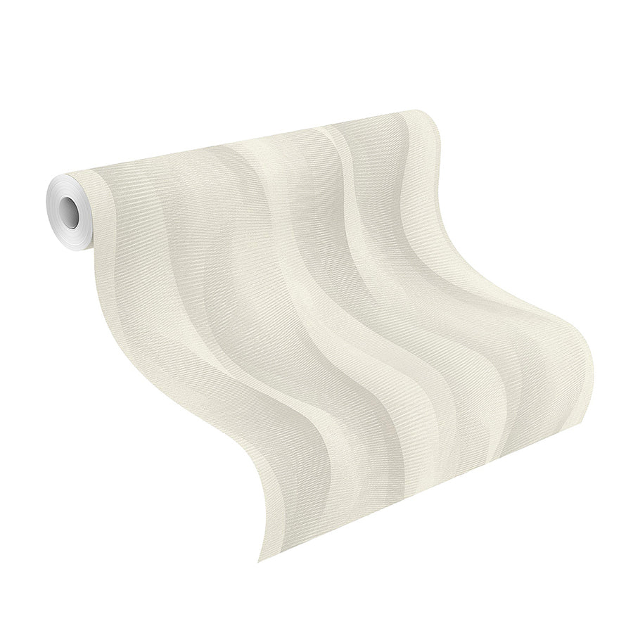 Currin Light Grey Wave Wallpaper - Brewster Wallcovering