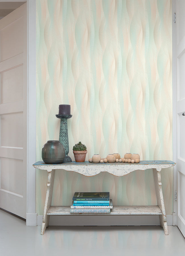 Currin Pastel Wave Wallpaper - Brewster Wallcovering