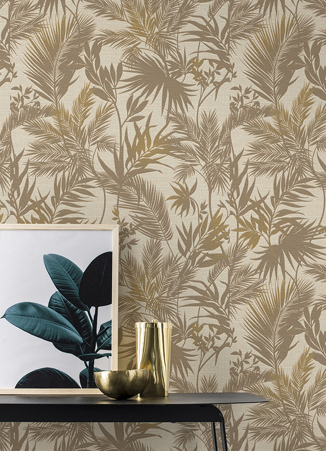 Saura Brown Frond Wallpaper  | Brewster Wallcovering - The WorkRm