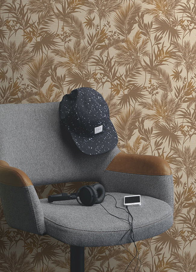 Saura Brown Frond Wallpaper  | Brewster Wallcovering - The WorkRm