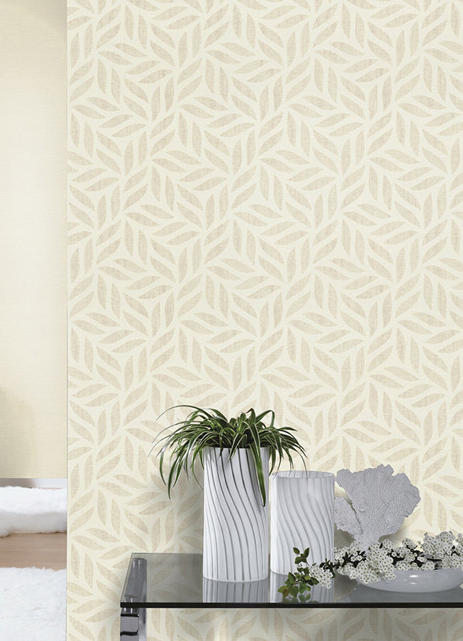 Sagano Taupe Leaf Wallpaper  | Brewster Wallcovering - The WorkRm