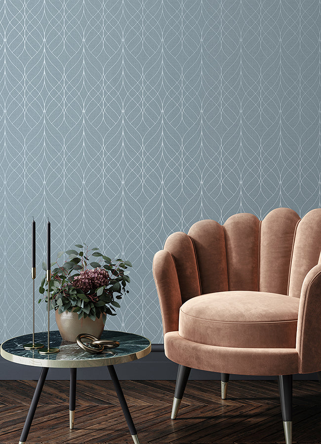 Hartley Blue Geo Wallpaper  | Brewster Wallcovering - The WorkRm