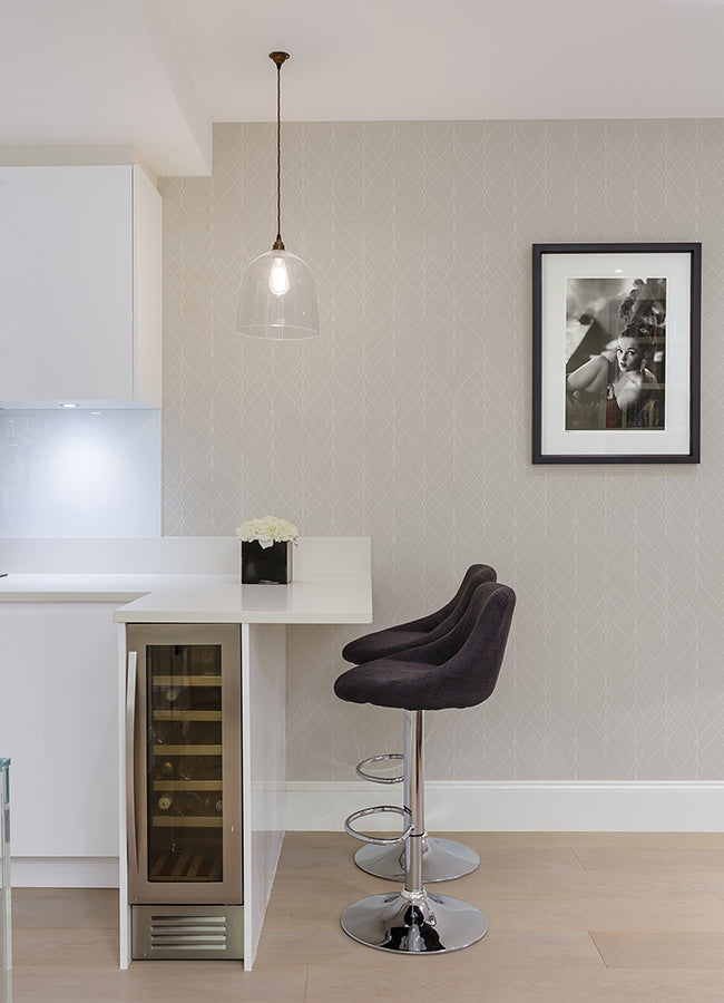 Hartley Mauve Geo Wallpaper  | Brewster Wallcovering - The WorkRm