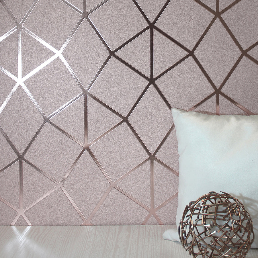 Stella Blush Geo Trellis Wallpaper - Brewster Wallcovering