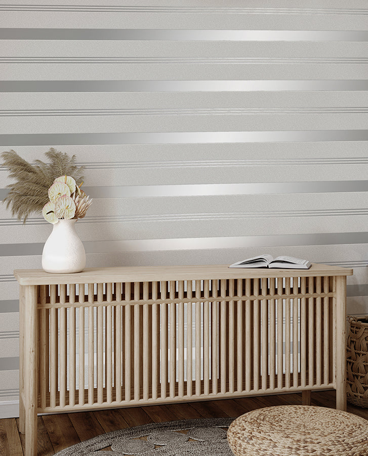 Collin Silver Bexley Stripe Wallpaper  | Brewster Wallcovering - The WorkRm