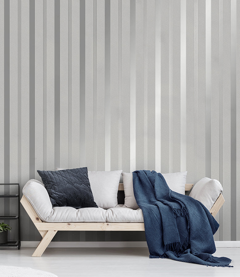 Collin Silver Bexley Stripe Wallpaper  | Brewster Wallcovering - The WorkRm