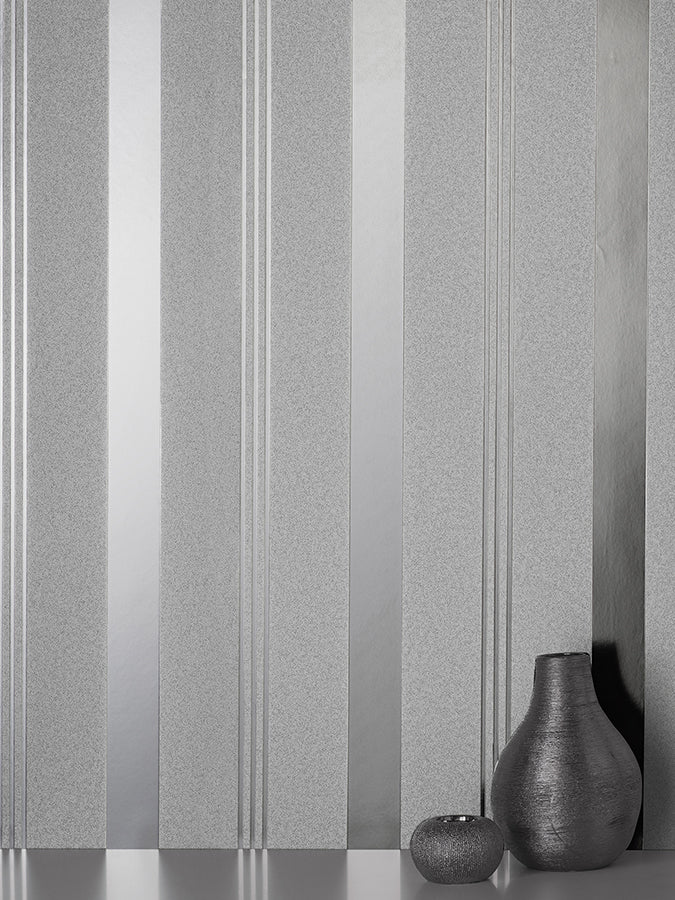 Collin Silver Bexley Stripe Wallpaper  | Brewster Wallcovering - The WorkRm