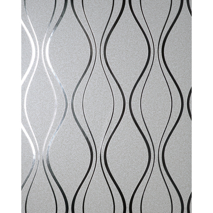 Brewster Wallcovering-Odie Silver Contour Wave Wallpaper