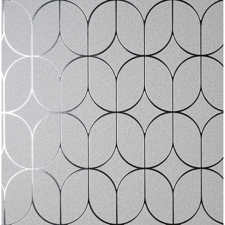 Brewster Wallcovering-Raye Silver Rosco Trellis Wallpaper