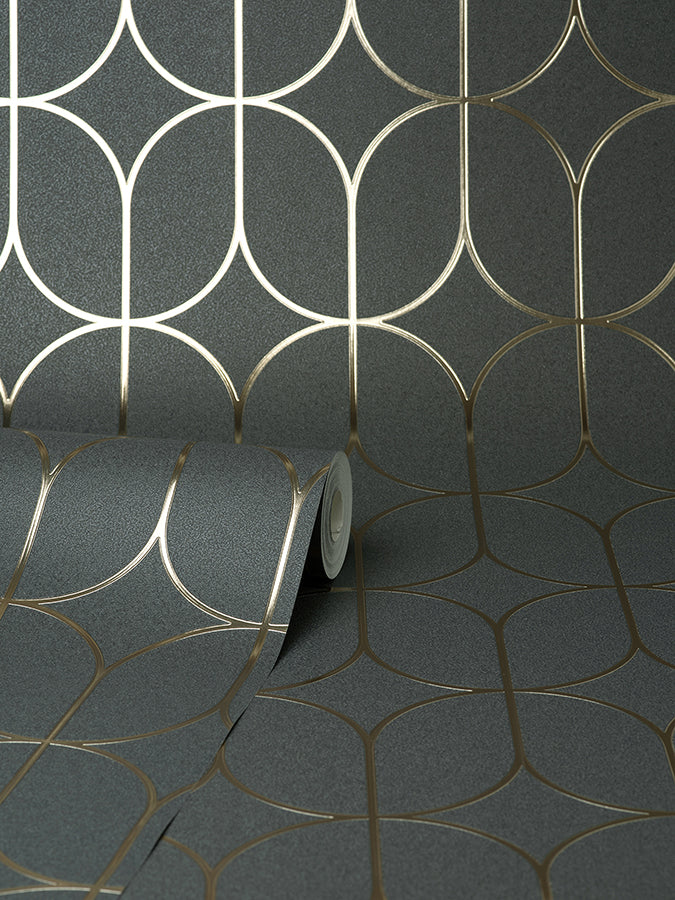 Raye Charcoal Rosco Trellis Wallpaper  | Brewster Wallcovering - The WorkRm