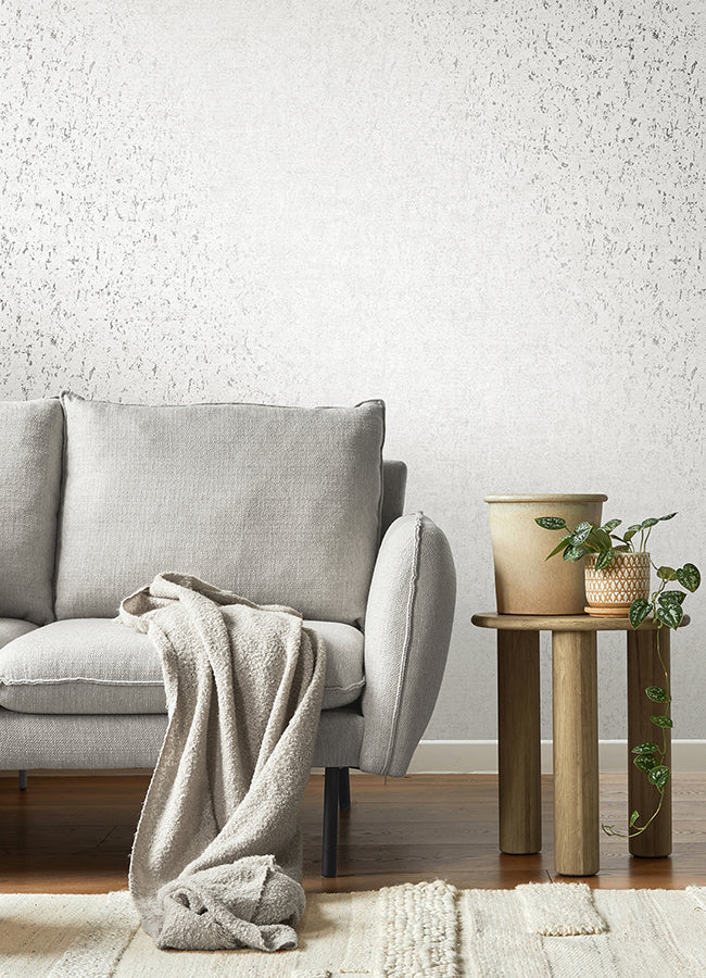 Callie White Concrete Wallpaper - Brewster Wallcovering