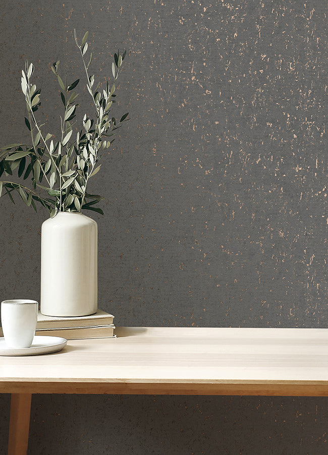 Callie Charcoal Concrete Wallpaper - Brewster Wallcovering