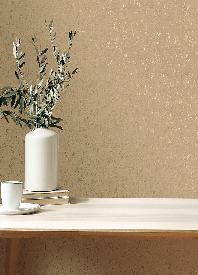 Callie Light Brown Concrete Wallpaper - Brewster Wallcovering