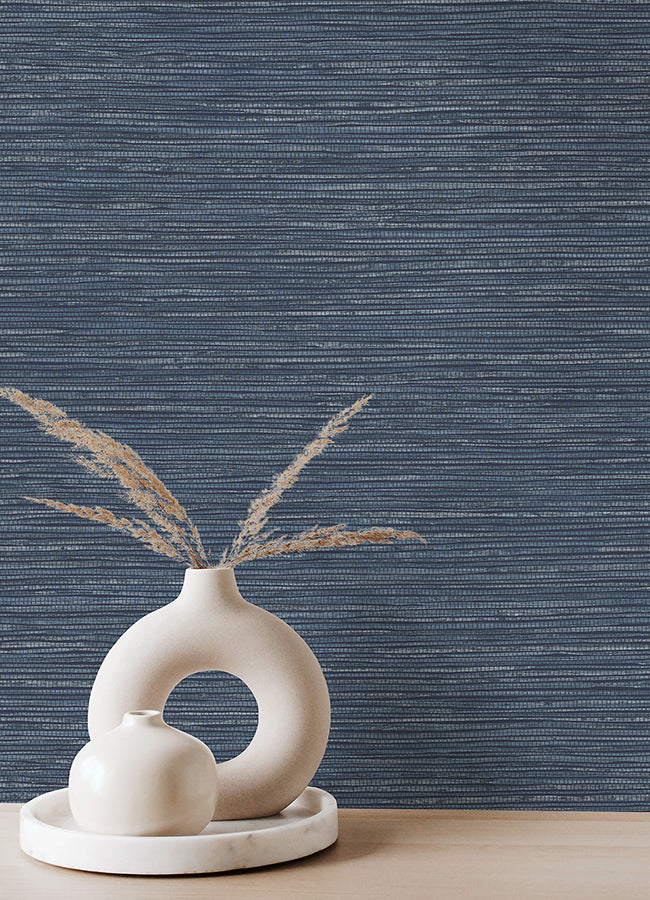 Alton Indigo Faux Grasscloth Wallpaper  | Brewster Wallcovering - The WorkRm