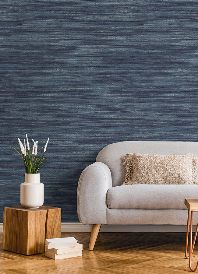 Alton Indigo Faux Grasscloth Wallpaper  | Brewster Wallcovering - The WorkRm