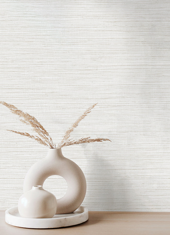 Alton Off-White Faux Grasscloth Wallpaper - Brewster Wallcovering