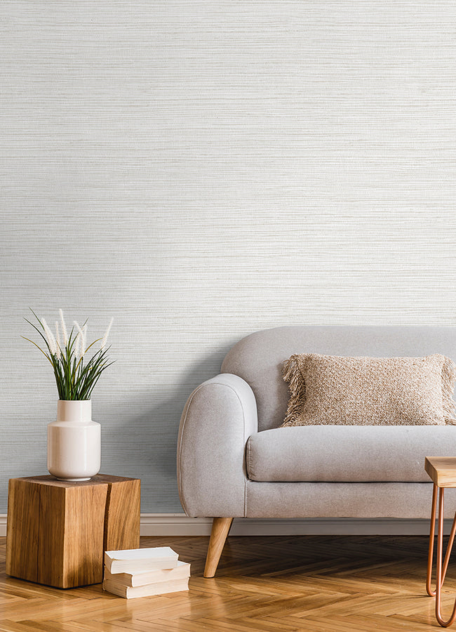 Alton Off-White Faux Grasscloth Wallpaper - Brewster Wallcovering