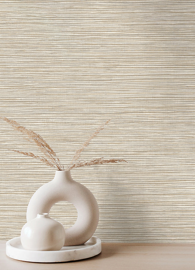 Alton Taupe Faux Grasscloth Wallpaper  | Brewster Wallcovering