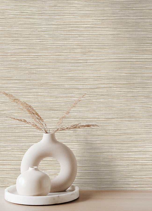 Alton Taupe Faux Grasscloth Wallpaper - Brewster Wallcovering