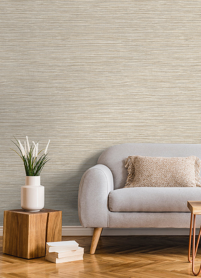 Alton Taupe Faux Grasscloth Wallpaper - Brewster Wallcovering