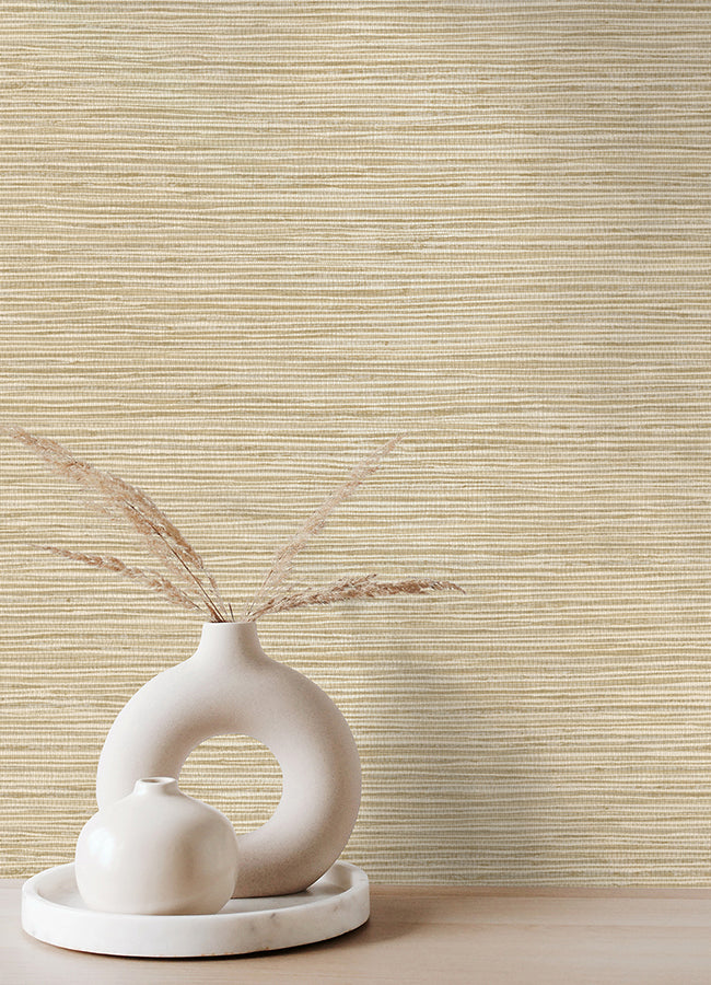 Alton Wheat Faux Grasscloth Wallpaper - Brewster Wallcovering