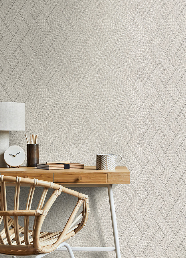 Ember Light Grey Geometric Basketweave Wallpaper  | Brewster Wallcovering - The WorkRm