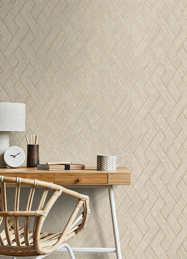 Ember Taupe Geometric Basketweave Wallpaper  | Brewster Wallcovering - The WorkRm