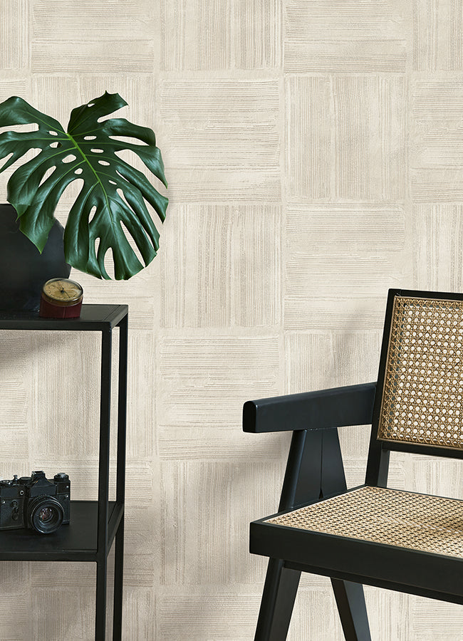 Jasper Ivory Block Texture Wallpaper - Brewster Wallcovering