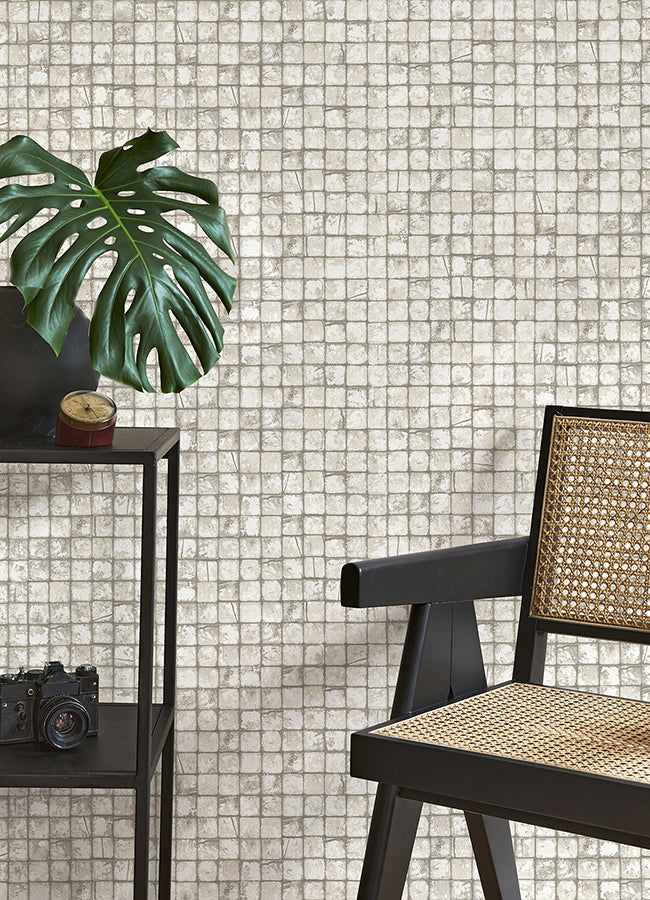 Kingsley Off-White Tiled Wallpaper  | Brewster Wallcovering - The WorkRm