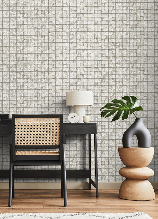 Kingsley Off-White Tiled Wallpaper  | Brewster Wallcovering - The WorkRm