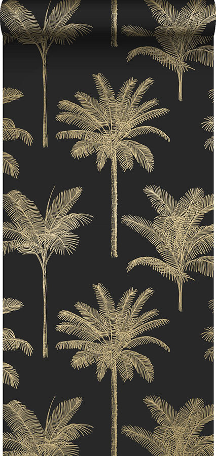 Taj Black Palm Trees Wallpaper - Brewster Wallcovering