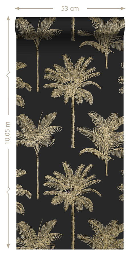 Taj Black Palm Trees Wallpaper  | Brewster Wallcovering - The WorkRm