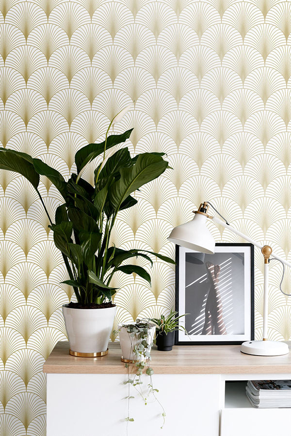 Lempicka White Art Deco Motif Wallpaper  | Brewster Wallcovering - The WorkRm