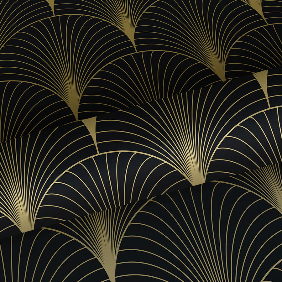 Lempicka Black Art Deco Motif Wallpaper - Brewster Wallcovering