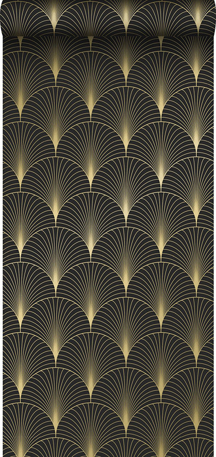 Lempicka Black Art Deco Motif Wallpaper - Brewster Wallcovering