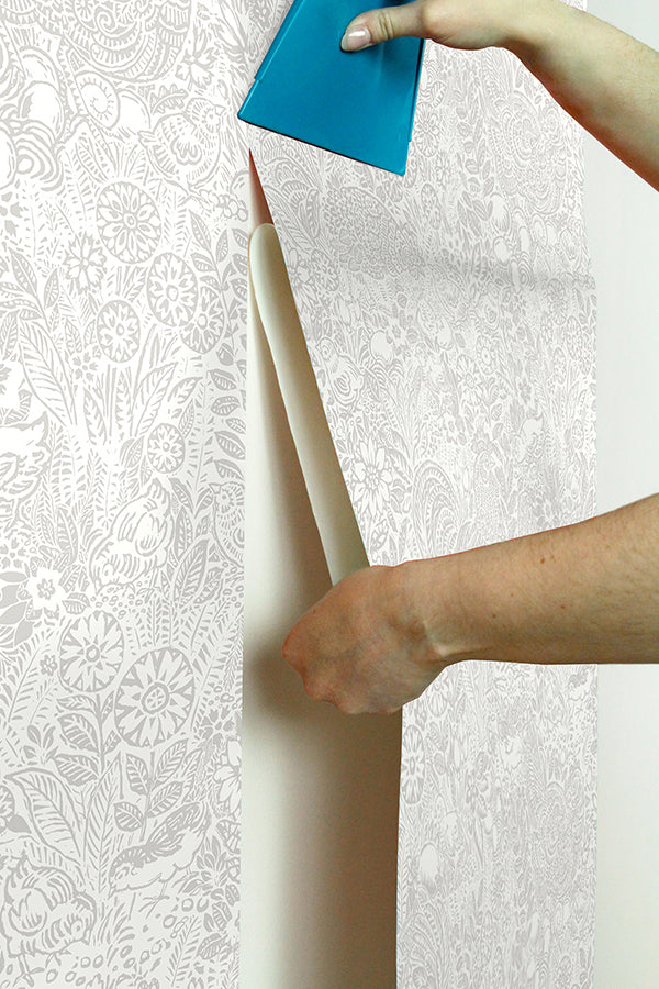 Cream Jolene Peel and Stick Wallpaper - Brewster Wallcovering