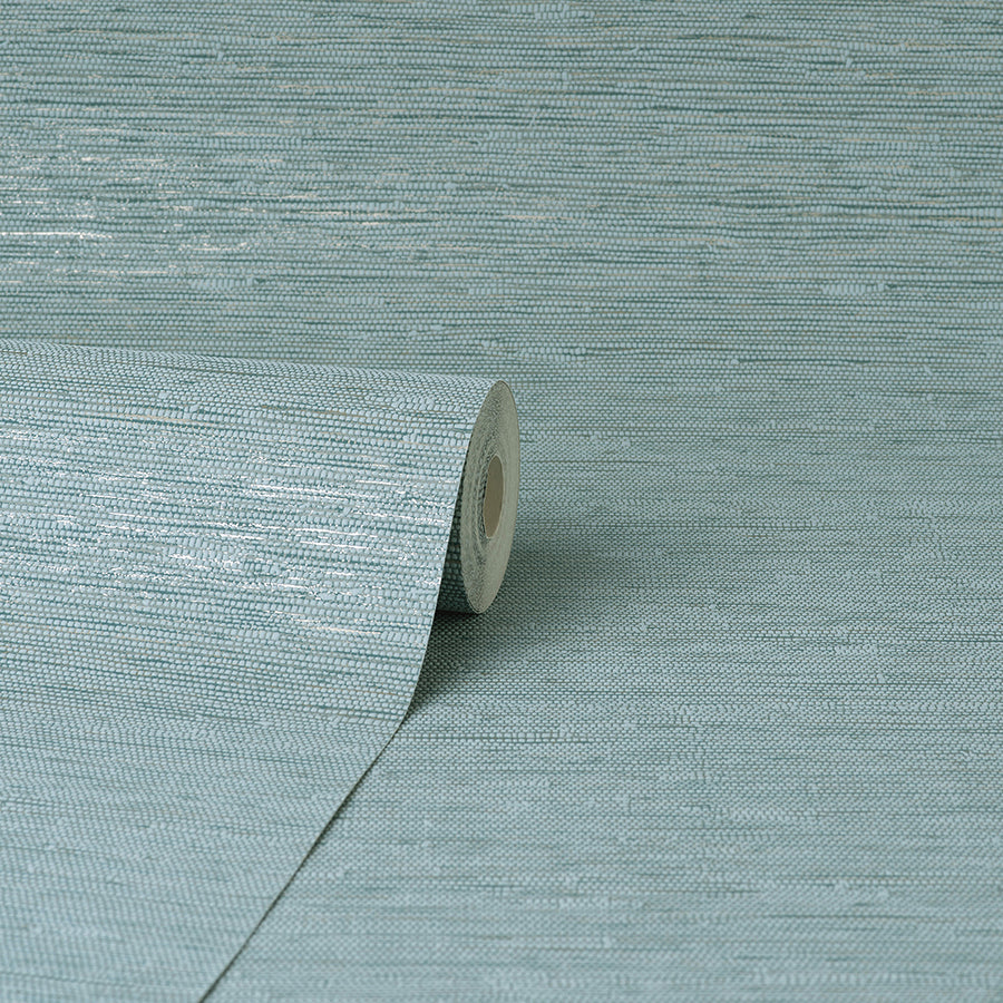 Mephi Teal Grasscloth Wallpaper - Brewster Wallcovering