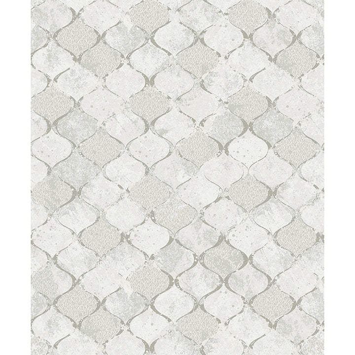 Picture of Pilak Silver Ogee Tile Wallpaper