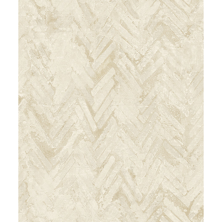 Picture of Amesemi Cream Distressed Herringbone Wallpaper