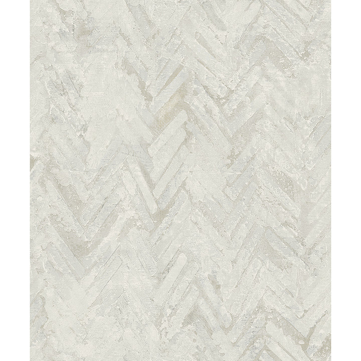 Picture of Amesemi Off-White Distressed Herringbone Wallpaper