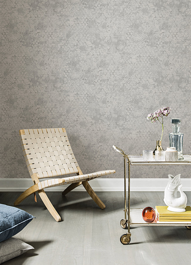 Zilarra Light Grey Abstract Snakeskin Wallpaper  | Brewster Wallcovering - The WorkRm